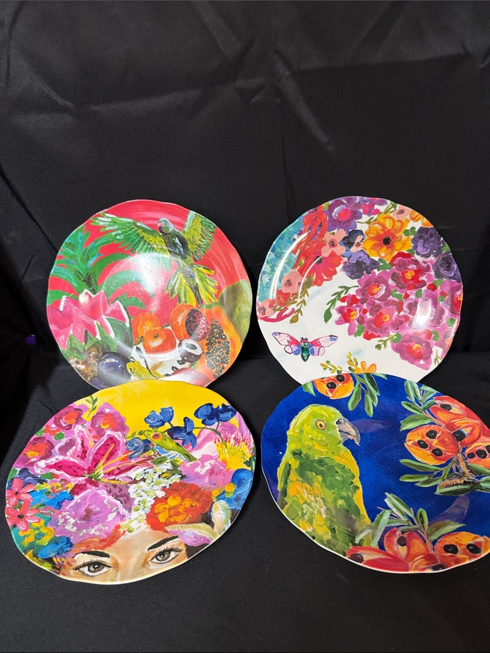 Ashley Longshore Melamine Colorful Floral Face Decorative Plates